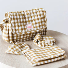 Load image into Gallery viewer, Tiny Harlow Convertible Doll&#39;s Nappy Bag Set - Mustard Gingham

