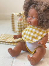 Load image into Gallery viewer, Tiny Harlow Convertible Doll&#39;s Nappy Bag Set - Mustard Gingham
